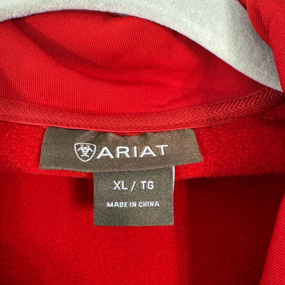 Ariat Jacket Women XL Red Full Zip Quilted Panel Fleece Equestrian - Picture 5 of 10
